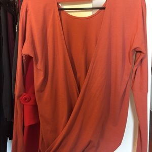 Long sleeve orange workout tee